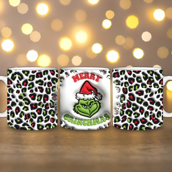 15oz Grinch Christmas 3D Coffee Mug Ceramic Cup - Picture 2 of 2